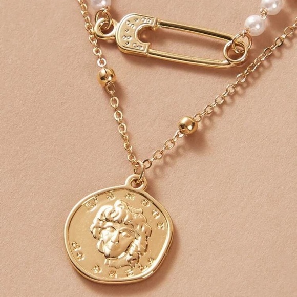 LAST! Gold layered safety pin pearl choker neon - Picture 4 of 6